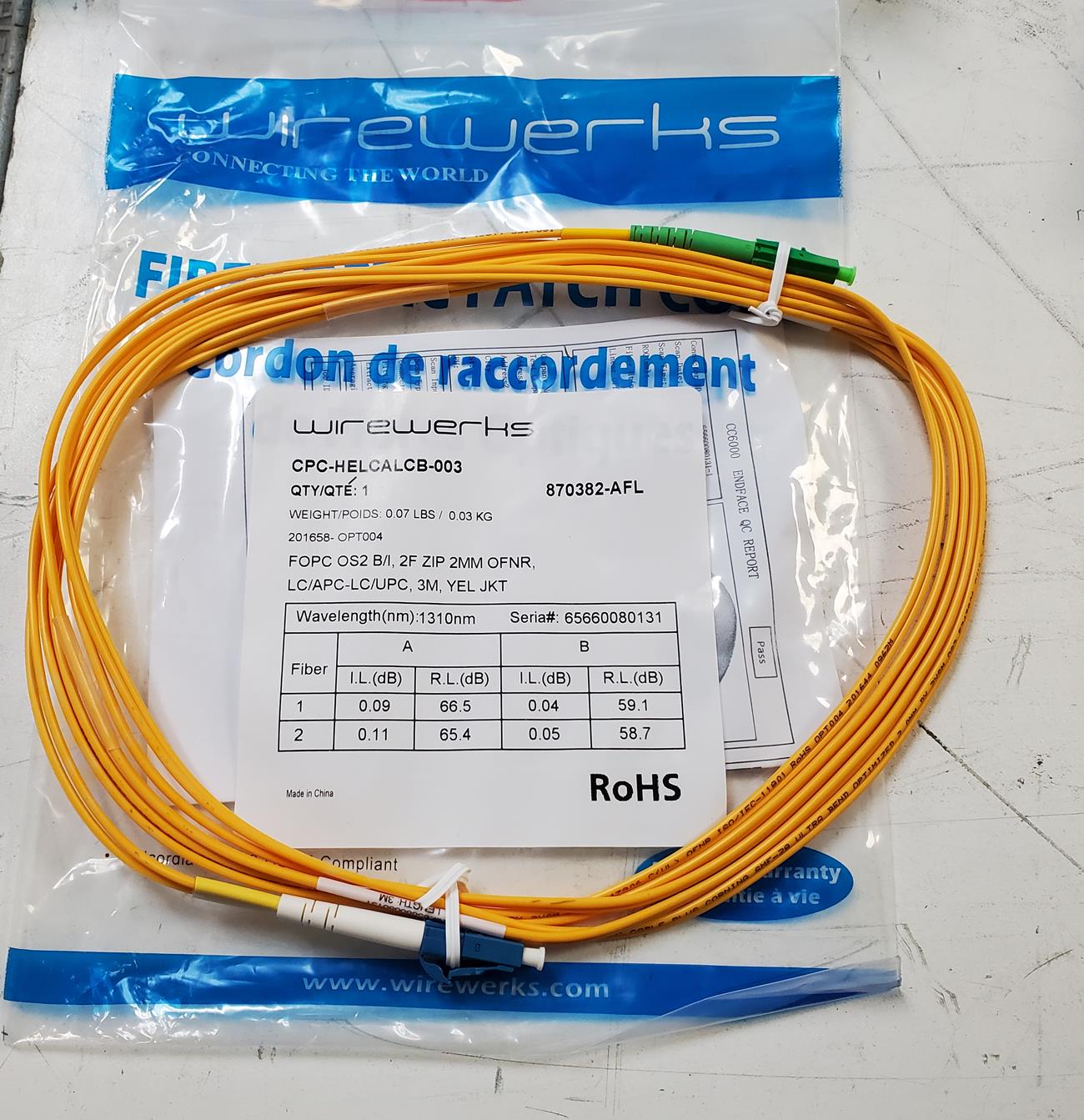 AccuSource LC duplex patchcord 3M just arrived